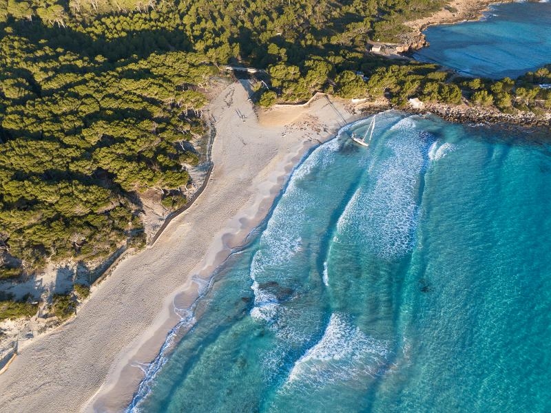 Luftaufnahme vom Sandstrand im Mallorca Urlaub mit Kindern günstig